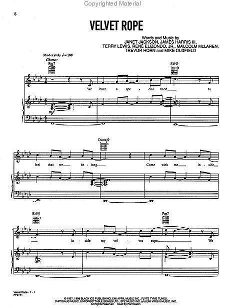 Janet Jackson The Velvet Rope Piano Vocal Chords PDF
