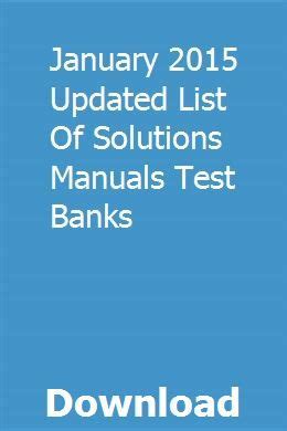 January 2011 Updated List Of Solutions Manuals Test Banks 2 Epub