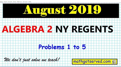 January 2013 Algebra Regents Answers With Work PDF