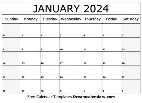 January Template Calendar