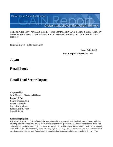 Japan Retail Foods Retail Food Sector Report Ebook PDF