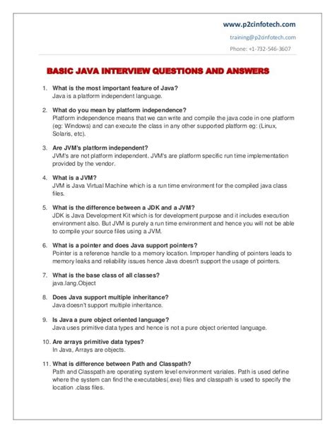 Java Basic Interview Questions And Answers Doc