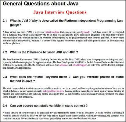 Java Interview Questions And Answers For Experienced Pdf PDF