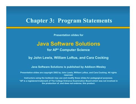 Java Software Solutions Chapter 3 Reader