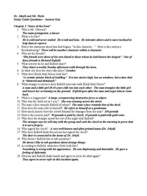 Jekyll Short Answer Study Questions Answers Kindle Editon