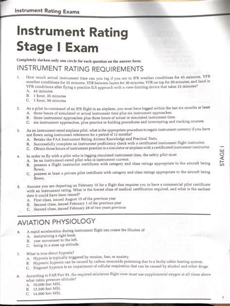 Jeppesen Instrument Commercial Stage Exam Answers PDF