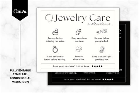 Jewellery Care Card Template