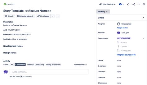 Jira Story Template