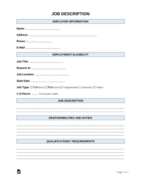 Job Description Form Template