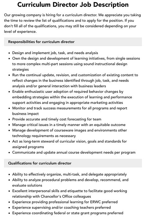 Job Duties and Responsibilities of a Curriculum Director
