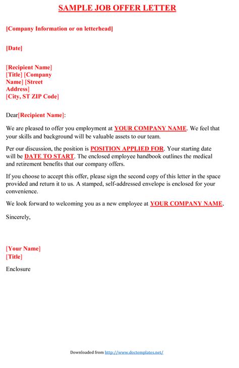 Job Offer Email Template