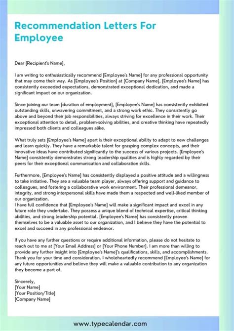 Job Recommendation Letter Template