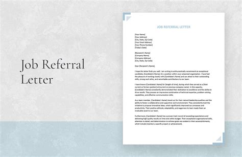 Job Referral Letter Template