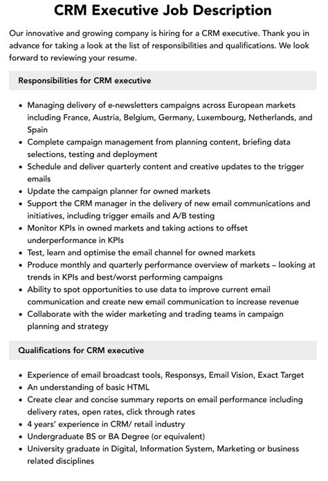 Job Responsibilities of CRM Professionals