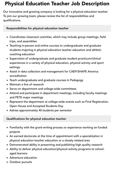 Job Responsibilities of a Physical Education Teacher in Singapore