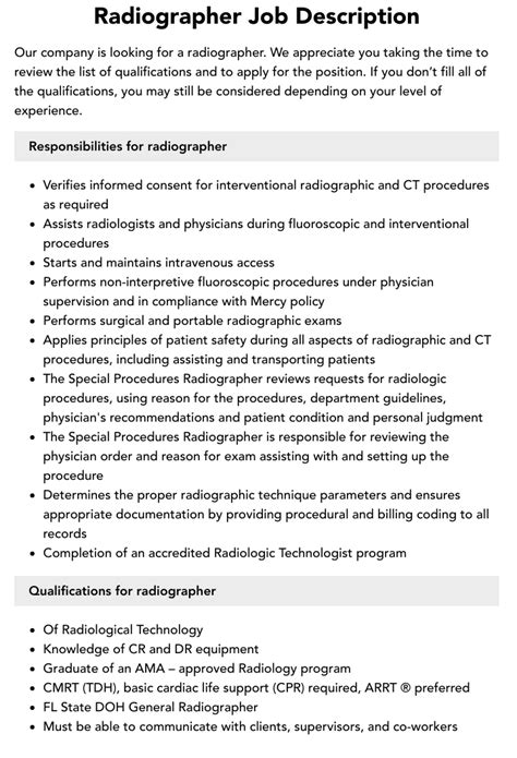 Job Responsibilities of a Radiographer: