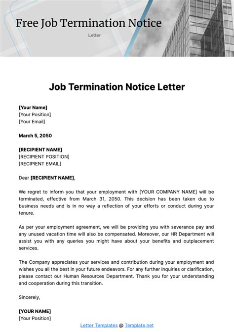 Job Termination Notice Template