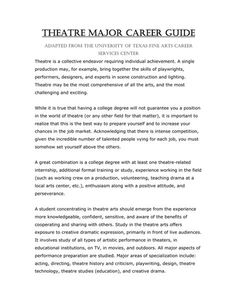 Jobs for Theatre Majors: A Comprehensive Guide to Careers in the Performing Arts and Beyond
