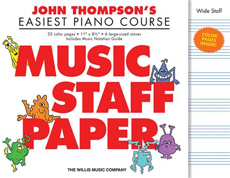 John Thompson s Easiest Piano Course Music Staff Paper Wide-Staff Manuscript Paper in Color Kindle Editon