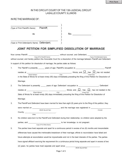 Joint Petition For Simplified Dissolution Of Marriage PDF