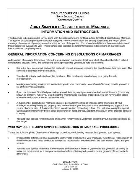 Joint Simplified Dissolution Of Marriage Information And PDF