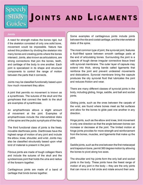 Joints and Ligaments Speedy Study Guides Epub