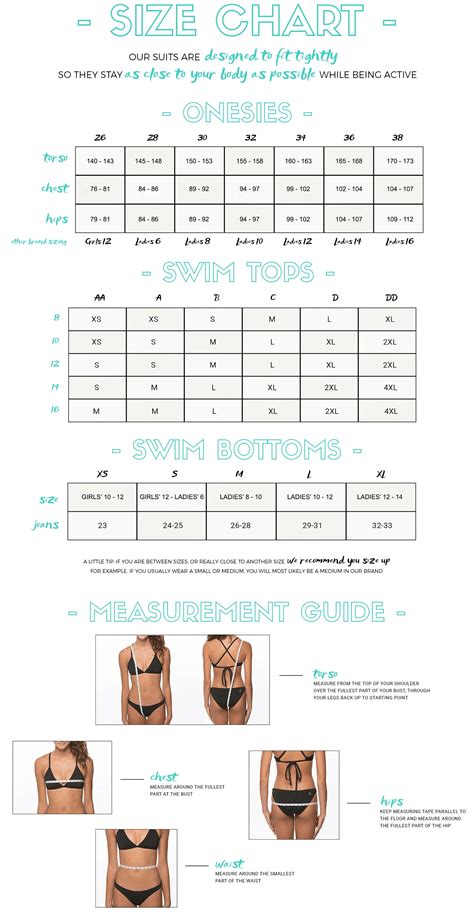Jolyn Swimsuit Size Chart