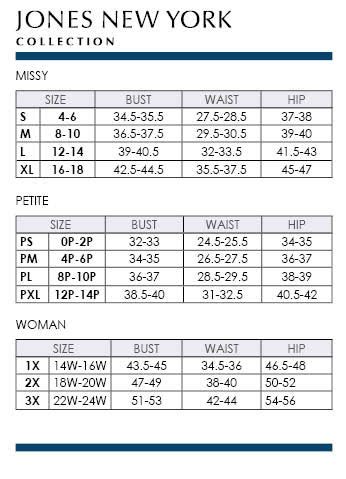 Jones Of New York Size Chart