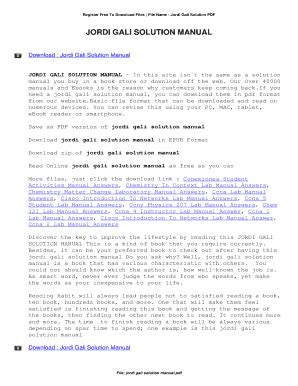 Jordi Gali Solution Manual PDF