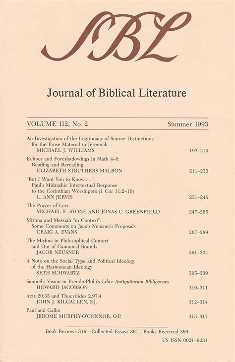 Journal of Biblical Literature Volume 112 Number 3 Fall 1993 Epub