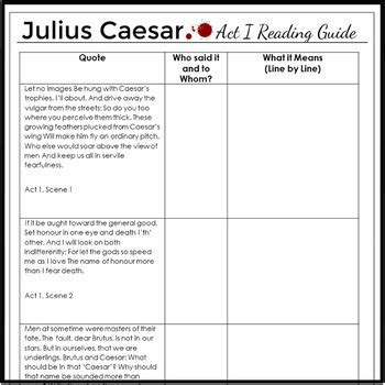 Julius Caesar Act 1 Reading And Study Guide Answers Doc