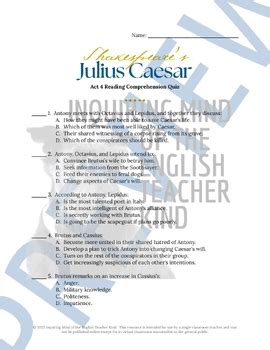 Julius Caesar Act 4 Answer Key Test Epub