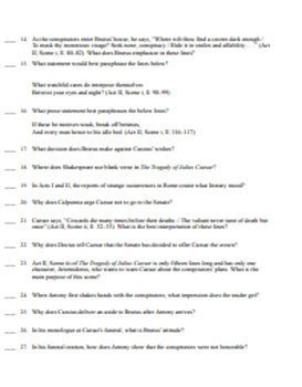 Julius Caesar Short Answer Study Guide Page 2 Doc