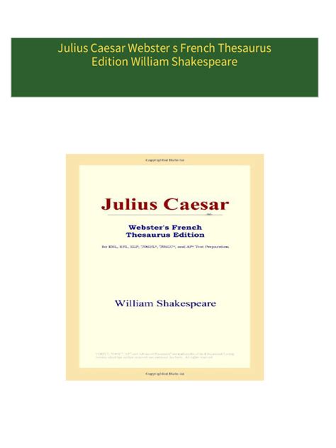 Julius Caesar Webster s French Thesaurus Edition French Edition Epub