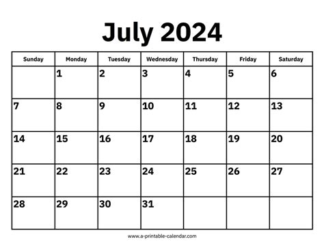 July 4 2024 Calendar
