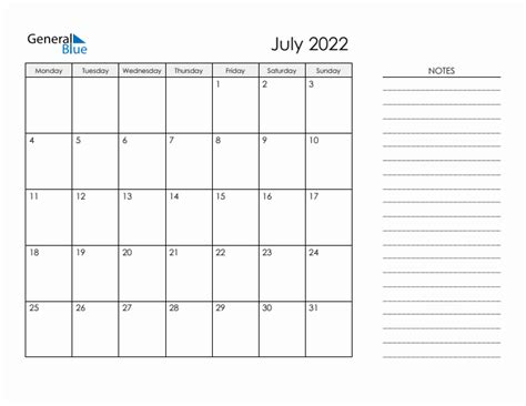 July Calendar 2022: Plan Your Month with Precision