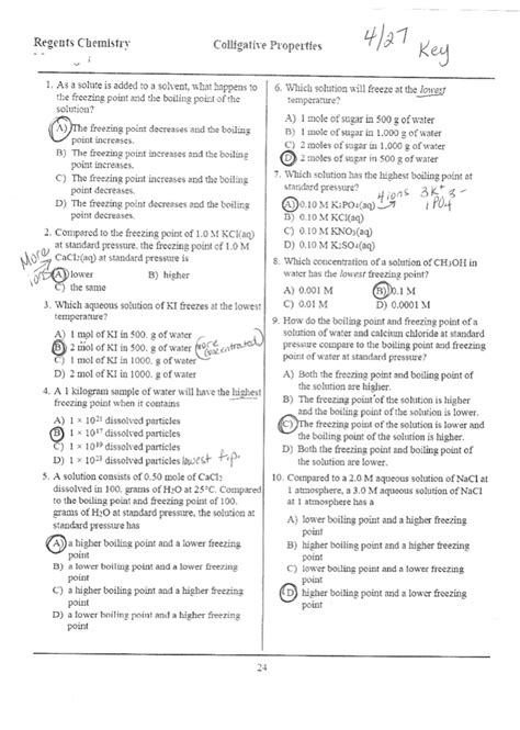 June 2010 Chemistry Regents Answer Key Doc