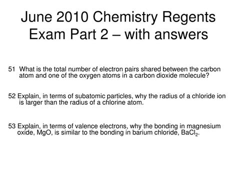 June 2010 Chemistry Regents Answer Keys PDF