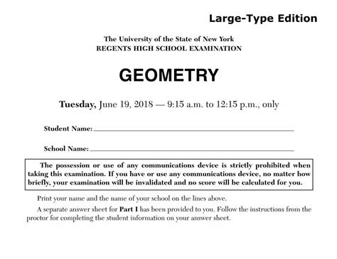 June 2014 Geometry Regents Answer Reader