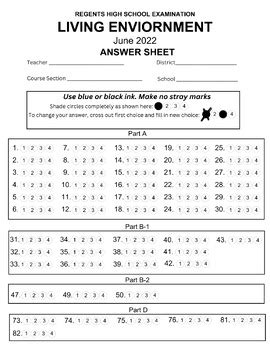 June 2014 Living Environment Regents Answer Doc