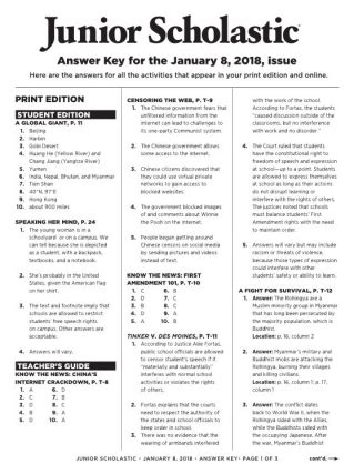 Junior Scholastic Answers Doc