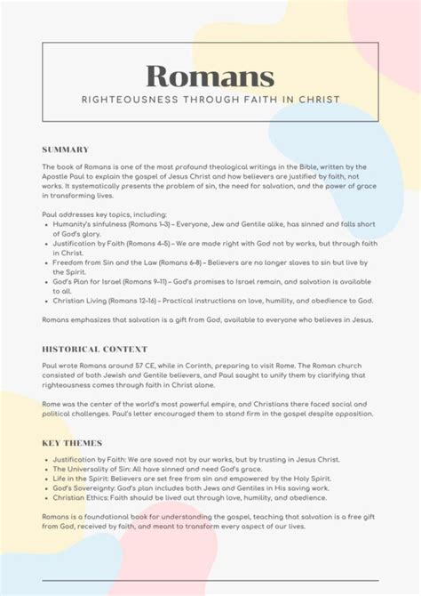 Justified By Faith Study Notes Romans 320-425 Doc