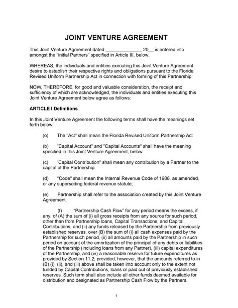 Jv Contract Template