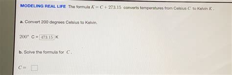 K = °C + 273.15