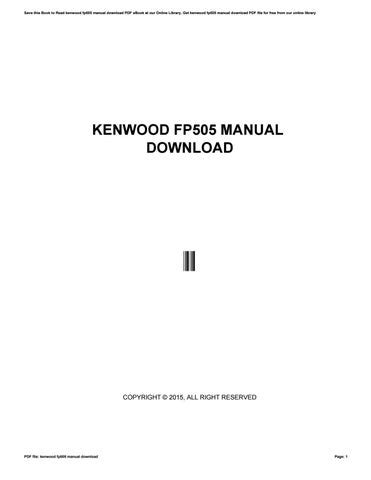 KENWOOD FP505 SERVICE MANUAL Ebook PDF