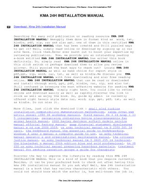 KMA 24H INSTALLATION MANUAL PDF Epub