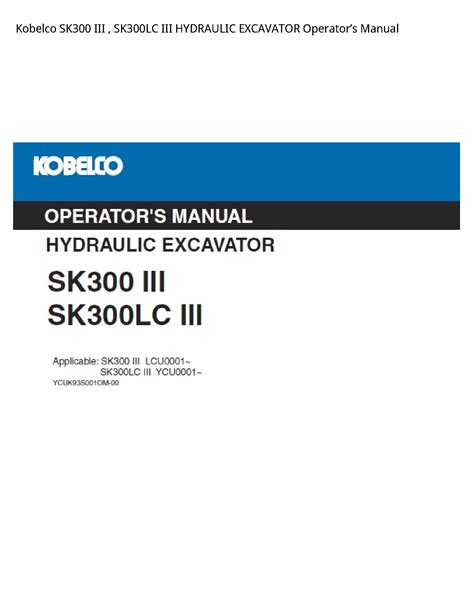 KOBELCO SK300 SERVICE MANUAL Ebook Doc
