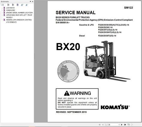 KOMATSU FORKLIFT FG 20 REPAIR MANUAL Ebook Epub