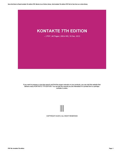 KONTAKTE 7TH EDITION TORRENT Ebook Reader