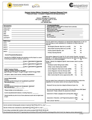 Kansas Autism Waiver Outpat Sunflower Health Plan pdf Doc